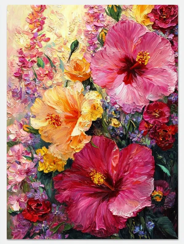 http://104.243.29.242:8088/mid/2025_06_01_13_49_IMG_1800.jpg::1 很多花，一幅油画，抽象，色彩淡雅，五颜六色，高级感，大师技巧，清晰的笔触，8K，平铺，满屏，高清 --ar 3:4 --v 7.0