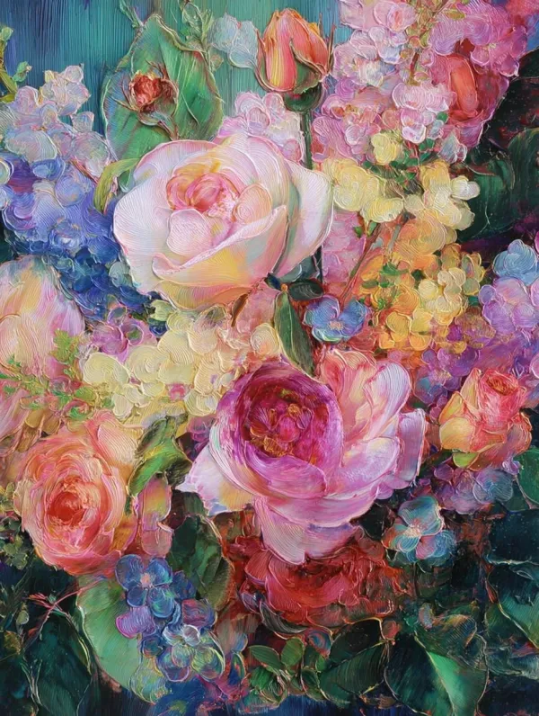 http://104.243.29.242:8088/mid/2025_05_31_15_44_IMG_1759.jpg 很多花，一幅油画，抽象，色彩淡雅，五颜六色，高级感，大师技巧，清晰的笔触，8K，平铺，满屏，高清 --ar 3:4 --v 7.0